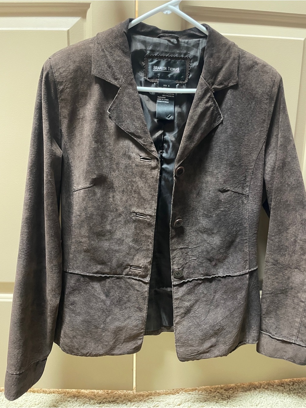 Brandon Thomas Women's Dark Brown Suede-Look Blazer